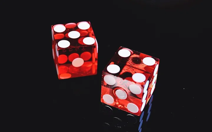 Red casino dice on a table