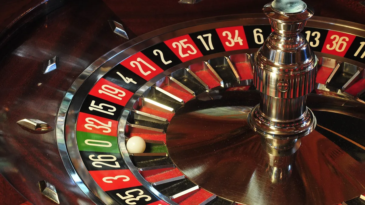 Roulette wheel and chips